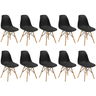 conjunto 10 cadeiras charles eames eiffel wood base madeira preta