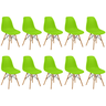 conjunto 10 cadeiras charles eames eiffel wood base madeira verde