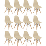 conjunto 12 cadeiras charles eames eiffel wood base madeira nude