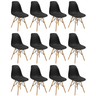 conjunto 12 cadeiras charles eames eiffel wood base madeira preta