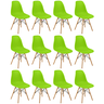 conjunto 12 cadeiras charles eames eiffel wood base madeira verde