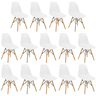 conjunto 14 cadeiras charles eames eiffel wood base madeira branca
