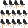 conjunto 14 cadeiras charles eames eiffel wood base madeira preta