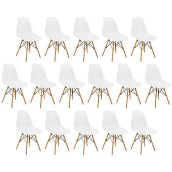 conjunto 16 cadeiras charles eames eiffel wood base madeira branca