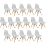 conjunto 16 cadeiras charles eames eiffel wood base madeira cinza