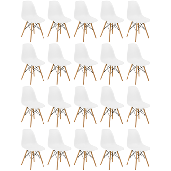 conjunto 20 cadeiras charles eames eiffel wood base madeira branca