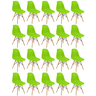 conjunto 20 cadeiras charles eames eiffel wood base madeira verde