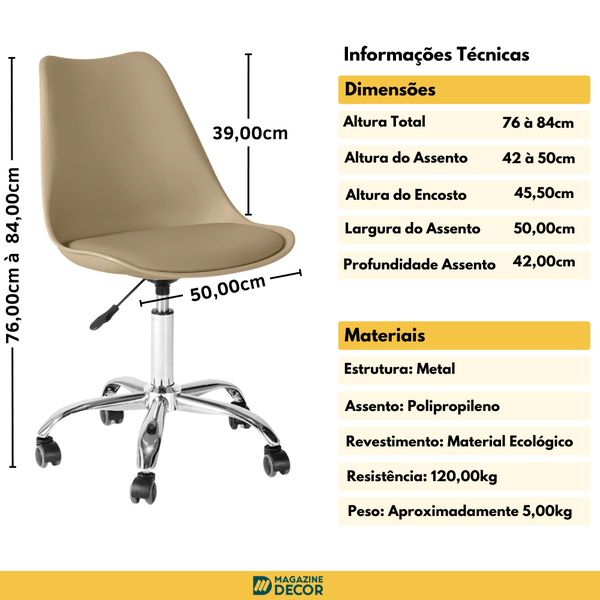 cadeira de escritorio eiffel office cor nude magazine decor 4