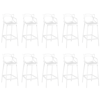 kit 10 banquetas allegra com encosto design cozinhabancada branco