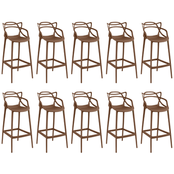 kit 10 banquetas allegra com encosto design cozinhabancada marrom