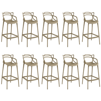 kit 10 banquetas allegra com encosto design cozinhabancada nude