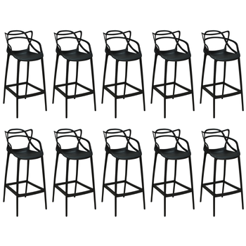 kit 10 banquetas allegra com encosto design cozinhabancada preto