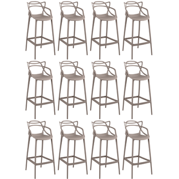 kit 12 banquetas allegra com encosto design cozinhabancada fendi