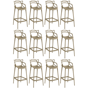 kit 12 banquetas allegra com encosto design cozinhabancada nude