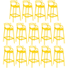 kit 14 banquetas allegra com encosto design cozinhabancada amarelo