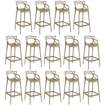 kit 14 banquetas allegra com encosto design cozinhabancada nude