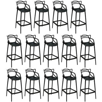 kit 14 banquetas allegra com encosto design cozinhabancada preto