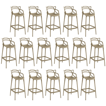 kit 16 banquetas allegra com encosto design cozinhabancada nude