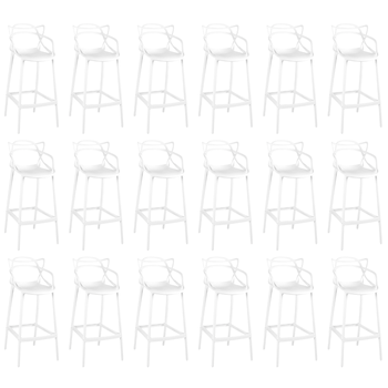 kit 18 banquetas allegra com encosto design cozinhabancada branco