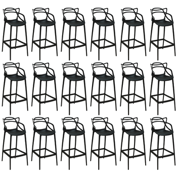 kit 18 banquetas allegra com encosto design cozinhabancada preto