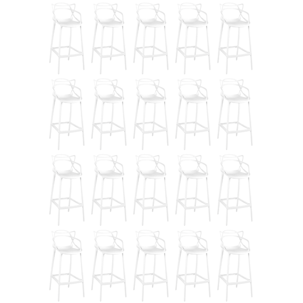 kit 20 banquetas allegra com encosto design cozinhabancada branco