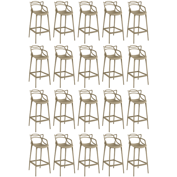 kit 20 banquetas allegra com encosto design cozinhabancada nude