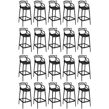 kit 20 banquetas allegra com encosto design cozinhabancada preto