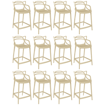 kit 12 banquetas media allegra 66cm design cozinhabancada nude