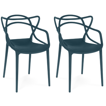 kit 2 cadeiras de jantar allegra design empilhavel azul marinho