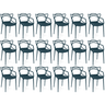 kit 18 cadeiras de jantar allegra design empilhavel azul marinho