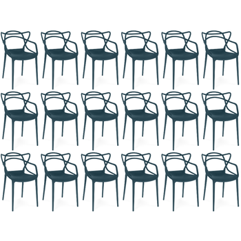 kit 18 cadeiras de jantar allegra design empilhavel azul marinho