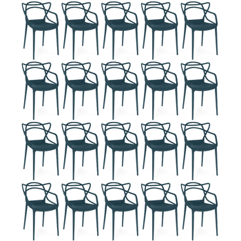kit 20 cadeiras de jantar allegra design empilhavel azul marinho