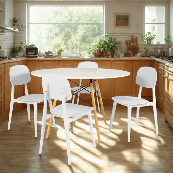 mesa eiffel redonda branca 100cm com 4 cadeiras italia magazine decor 3 ambiente