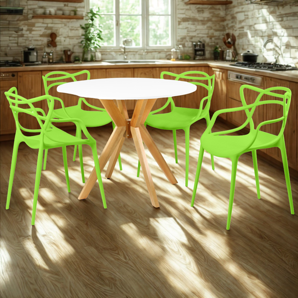 mesa de jantar redonda 100cm marci branca com 4 cadeiras allegra magazine decor 9 ambiente