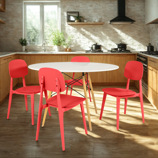 mesa eiffel redonda branca 100cm com 4 cadeiras italia magazine decor 1 ambiente