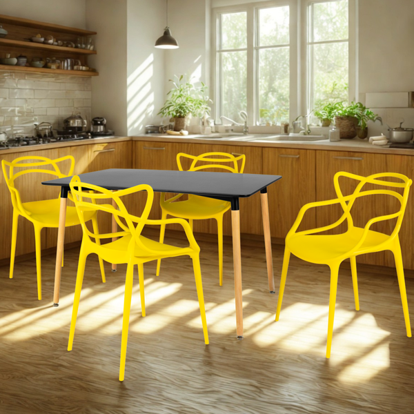 mesa retangular eiffel 120x80 preta com 4 cadeiras allegra magazine decor 2 ambiente