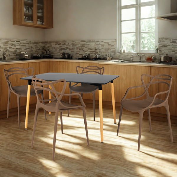 mesa retangular eiffel 120x80 preta com 4 cadeiras allegra magazine decor 7 ambiente