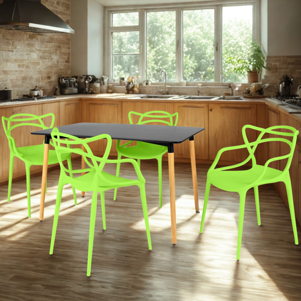 mesa retangular eiffel 120x80 preta com 4 cadeiras allegra magazine decor 10 ambiente