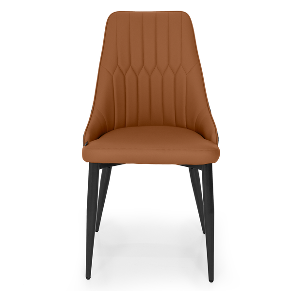 cadeira de jantar estofada torino design italiano cor caramelo e cinza escuro magazine decor 4