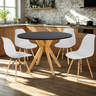 mesa de jantar redonda 100cm preta marci com 4 cadeiras eames eiffel 6 ambiente