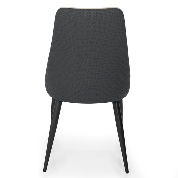 cadeira de jantar estofada deisgn italiano torino cinza e bege com base de metal magazine decor 9