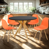 mesa de jantar redonda 100cm preta marci com 4 cadeiras eames eiffel 7 ambiente