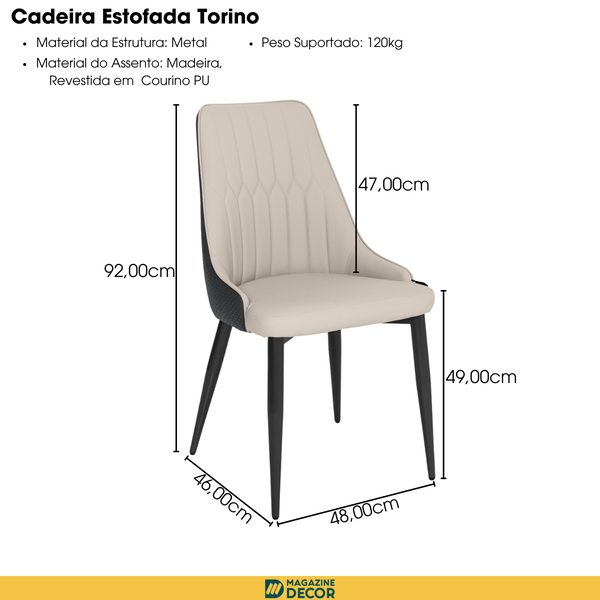 cadeira de jantar estofada torino medidas cor cinza e bege design italiano magazine decor