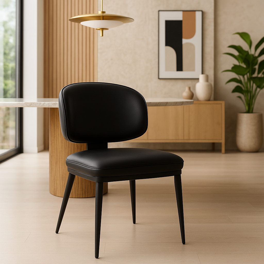 cadeira de jantar estofada design italiano siena cor preto base de metal magazine decor 7