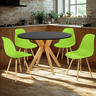 mesa de jantar redonda 100cm preta marci com 4 cadeiras eames eiffel 12 ambiente