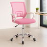 cadeira secretaria office em tela mesh base giratoria cor rosa 3