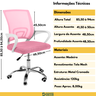 cadeira secretaria office em tela mesh base giratoria cor rosa 4