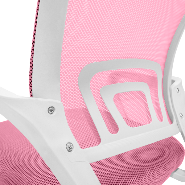 cadeira secretaria office em tela mesh base giratoria cor rosa 9