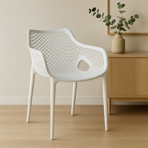 cadeira de jantar design suits com braco empilhavel em polipropileno branco magazine decor 3