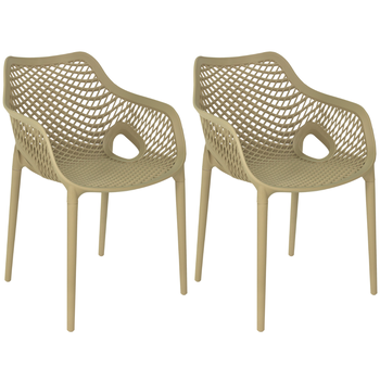 kit 2 cadeiras de jantar design suits com bracos empilhavel em polipropileno nude